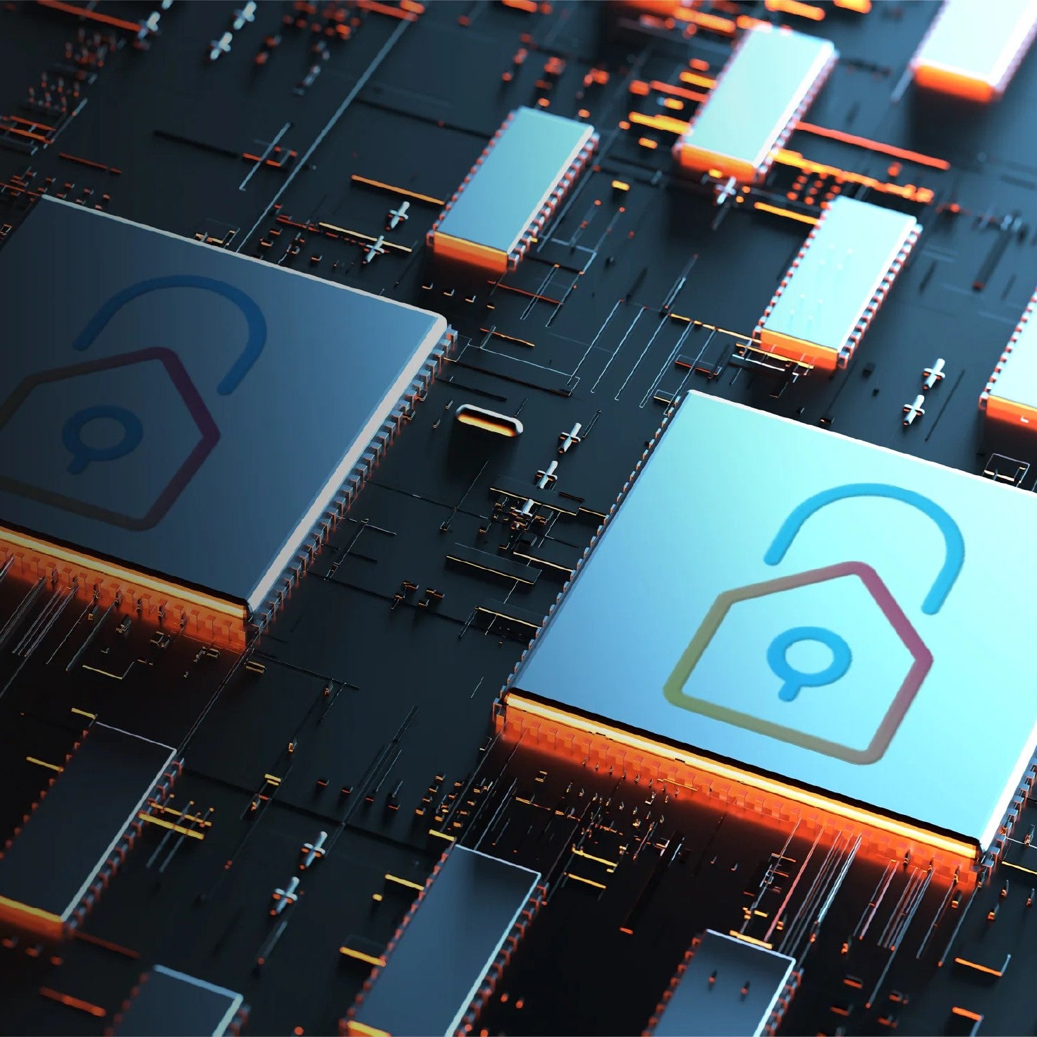 Close-up of electronic circuit board with Loxx Boxx Logo