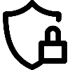 Shield icon with a lock inside, symbolizing security.
