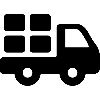 Black silhouette of a delivery truck with boxes on a white background
