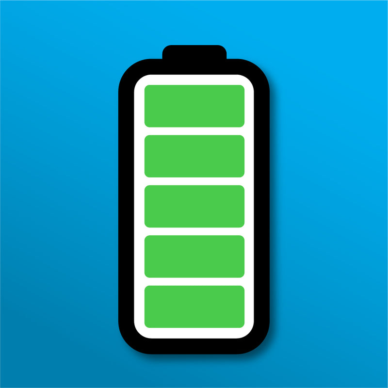 clipart image of a battery icon that is shown to be completely full and at full capacity