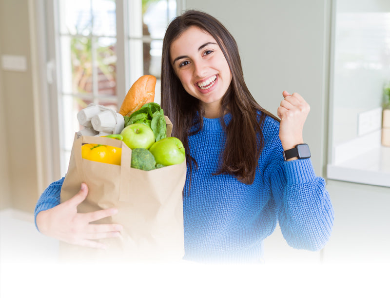 Optional temperature monitored boxx allows female customer to remain happy that her groceries are kept fresh